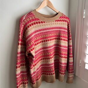 LOFT Red and Tan Knit Sweater